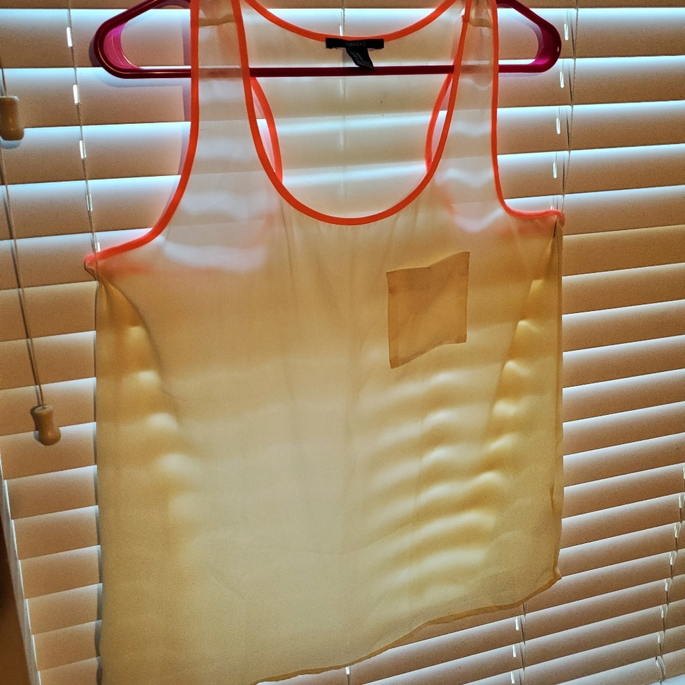 White, sheer Orange trimmed Forever 21